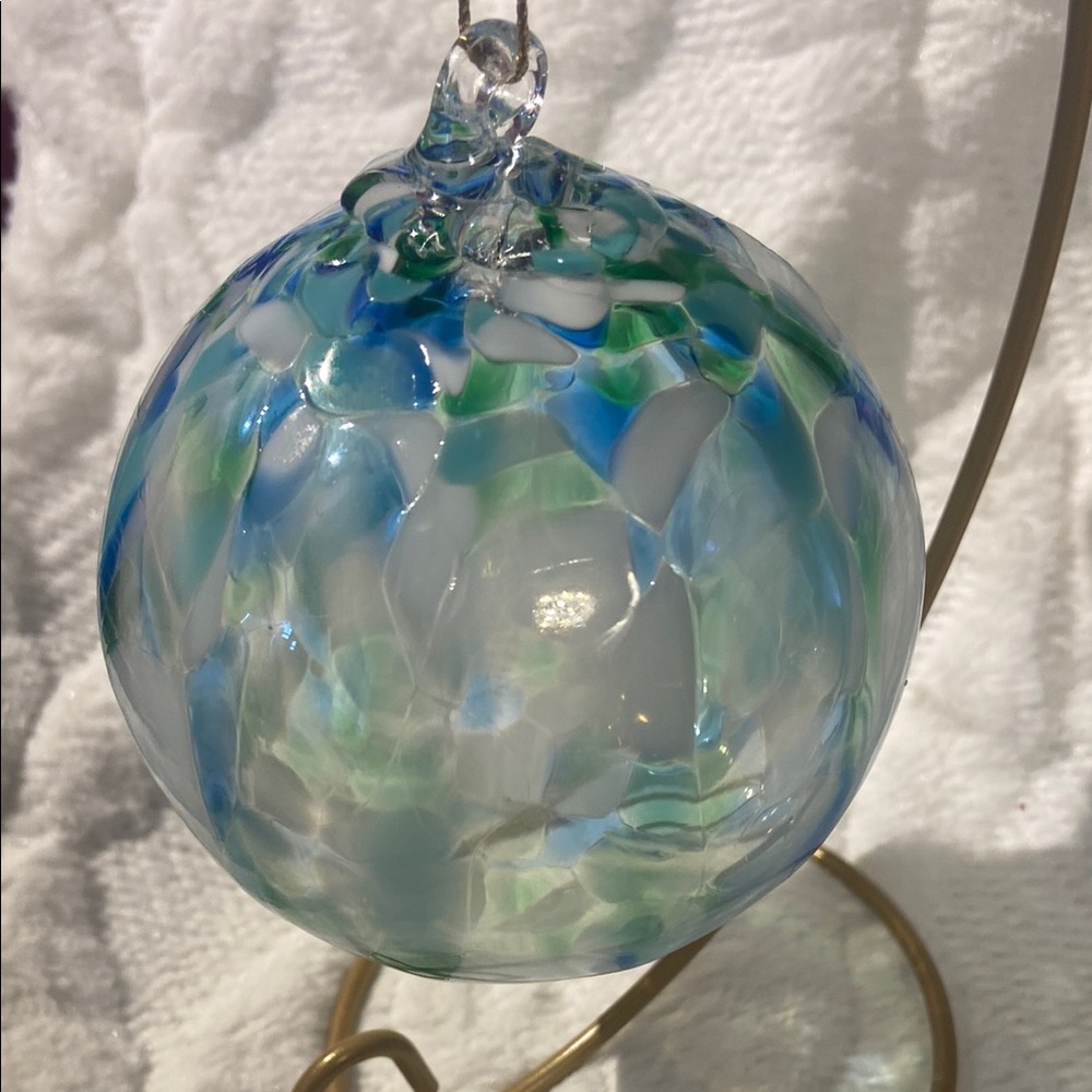 Handcrafted Glass Ornament - Blue and Green - Picture 3 of 8